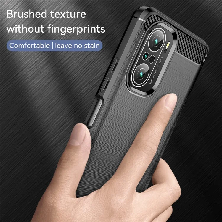 1.8mm Carbon Fiber Texture Brushed Built-in Airbag Back Protector Cover Cellphone TPU Case for Xiaomi Poco F3/Mi 11i/11X/11X Pro/Redmi K40/K40 Pro/K40 Pro+ - Black