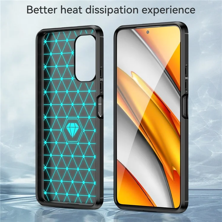 Étui de protection pour téléphone portable en TPU avec texture de fibre de carbone de 1,8 mm brossée et intégrée, avec protection arrière à sac gonflable, pour Xiaomi Poco F3/Mi 11i/11X/11X Pro/Redmi K40/K40 Pro/K40 Pro+ - Noir