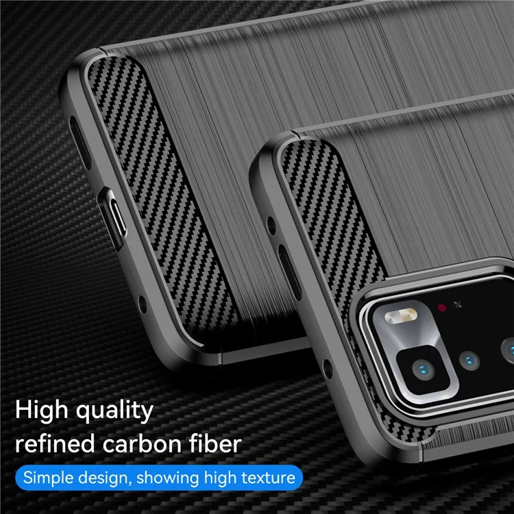 Texture en Fibre de Carbone de 1,8 mm Braillé TPU Back Case Soft Mobile Phone Cover Pour Xiaomi Redmi Note 10 Pro 5G (chine) / Poco X3 GT - le Noir