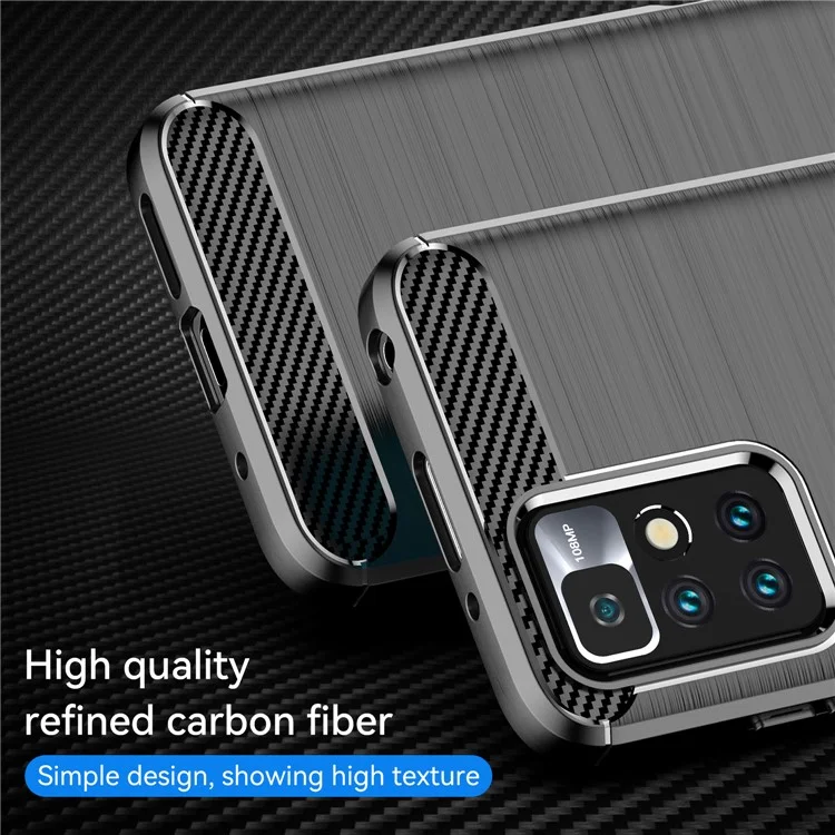 1.8mm Stain-resistant Brushed Carbon Fiber Texture TPU Back Case Mobile Phone Cover for Xiaomi Redmi Note 11 4G (MediaTek) / Redmi 10 4G (2021) / Redmi 10 2022 4G / 10 Prime - Black