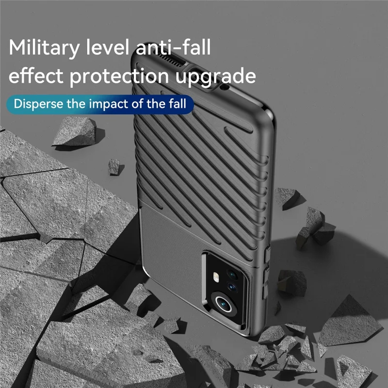 Thunder Series Twill Texture Soft Touch Anti-Fingerprint Thickened TPU Protective Case for Xiaomi 12 5G/12X 5G/12S 5G - Black