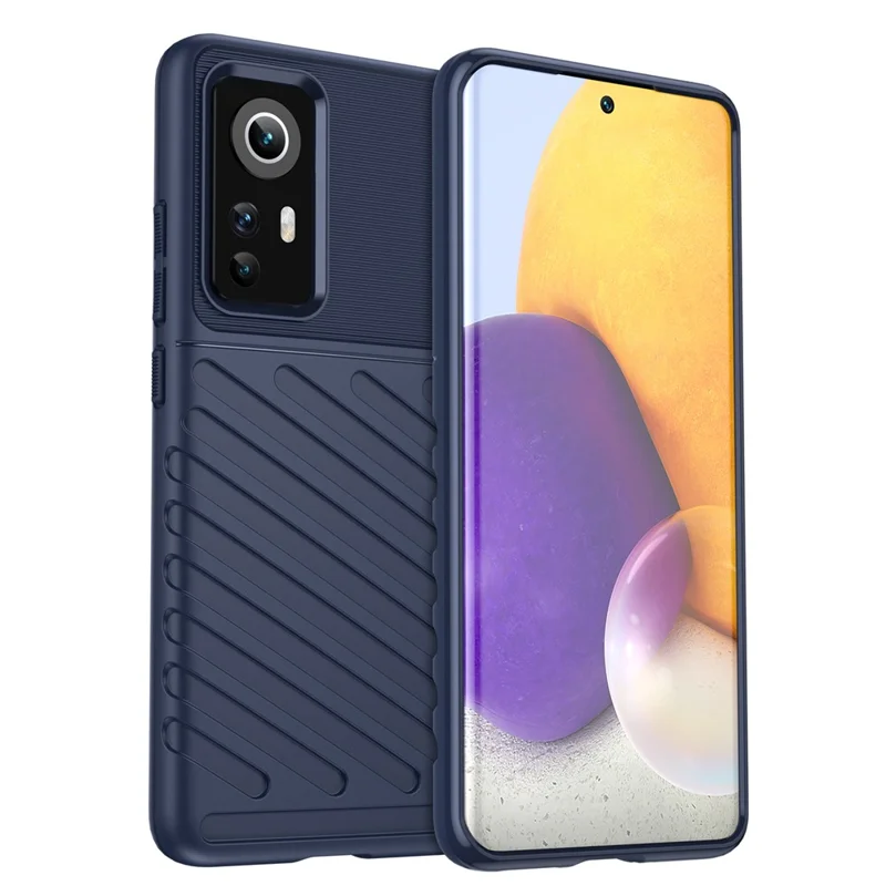 Thunder Series Twill Texture Soft Touch Anti-Fingerprint Thickened TPU Protective Case for Xiaomi 12 5G/12X 5G/12S 5G - Blue