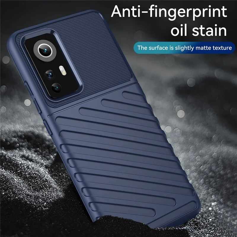 Thunder Series Twill Texture Soft Touch Anti-Fingerprint Thickened TPU Protective Case for Xiaomi 12 5G/12X 5G/12S 5G - Blue