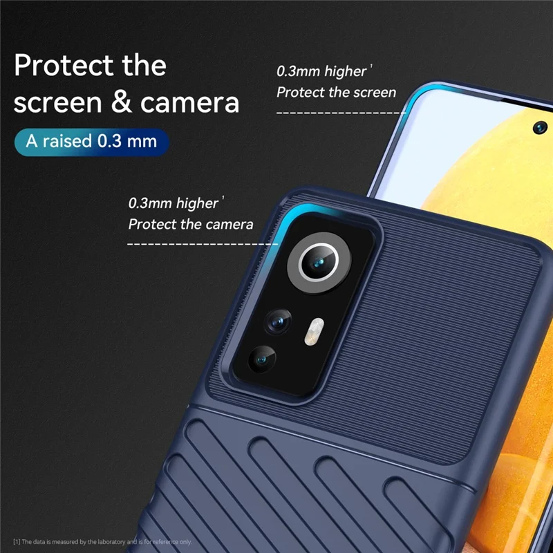 Thunder Series Twill Texture Soft Touch Anti-Fingerprint Thickened TPU Protective Case for Xiaomi 12 5G/12X 5G/12S 5G - Blue