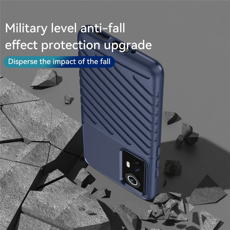 Thunder Series Twill Texture Soft Touch Anti-Fingerprint Thickened TPU Protective Case for Xiaomi 12 5G/12X 5G/12S 5G - Blue