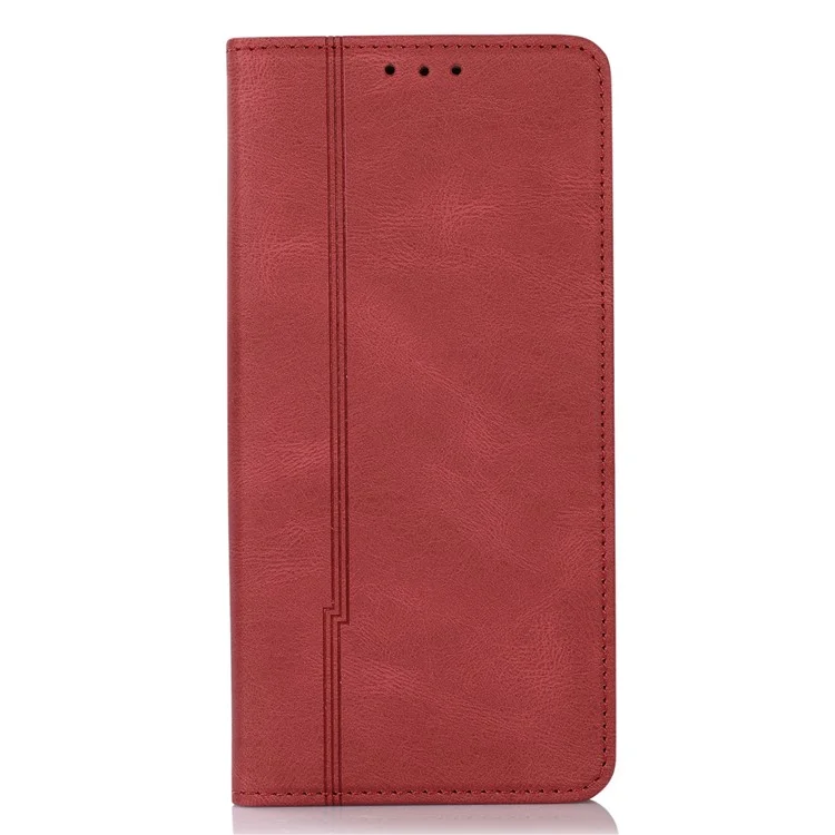 Lines Imprinted PU Leather Skin-touch Wallet Stand Case Phone Cover Shell for Xiaomi Redmi Note 11 Pro 5G (China) (MediaTek)/Note 11 Pro+ 5G - Red