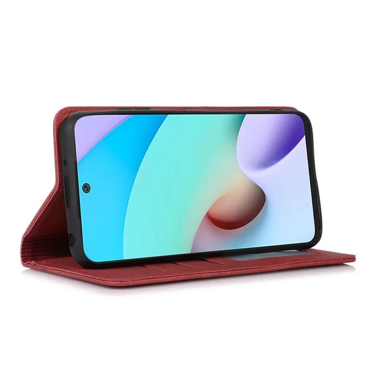 Lines Imprinted PU Leather Skin-touch Wallet Stand Case Phone Cover Shell for Xiaomi Redmi Note 11 Pro 5G (China) (MediaTek)/Note 11 Pro+ 5G - Red