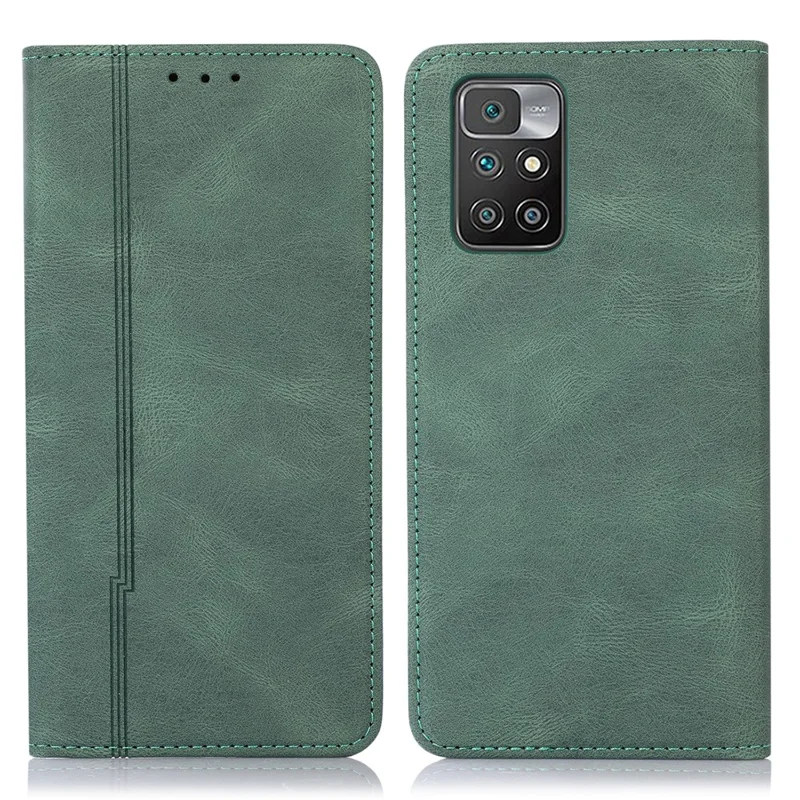 Lines Imprinted PU Leather Skin-touch Wallet Stand Case Phone Cover Shell for Xiaomi Redmi Note 11 Pro 5G (China) (MediaTek)/Note 11 Pro+ 5G - Green