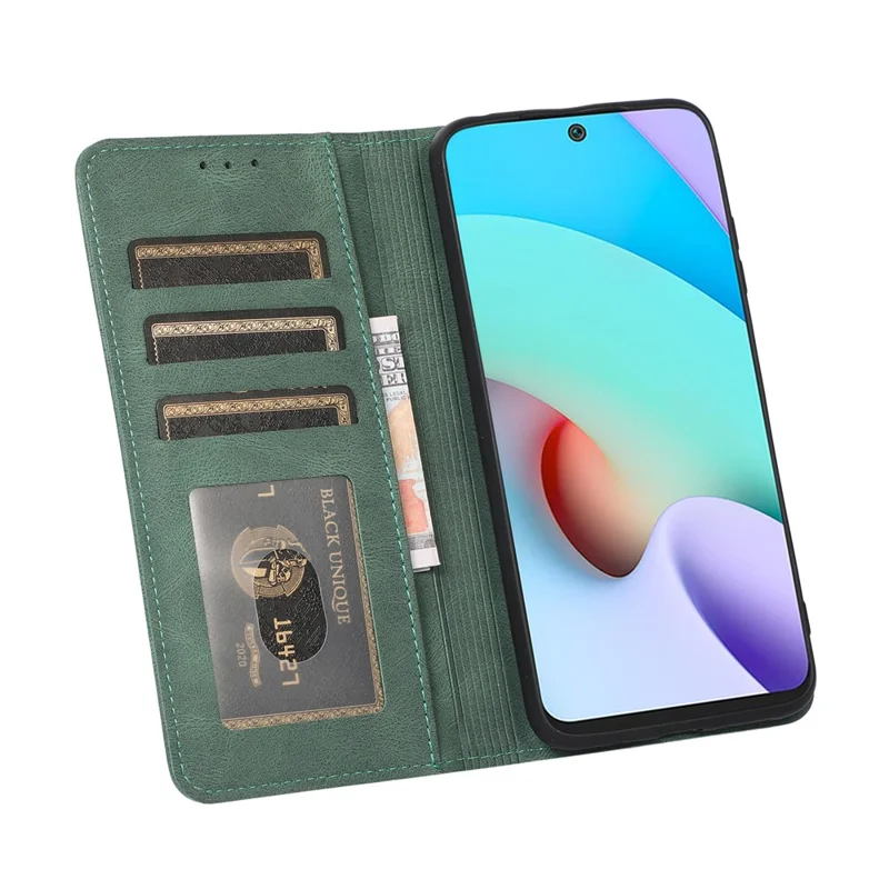 Lines Imprinted PU Leather Skin-touch Wallet Stand Case Phone Cover Shell for Xiaomi Redmi Note 11 Pro 5G (China) (MediaTek)/Note 11 Pro+ 5G - Green
