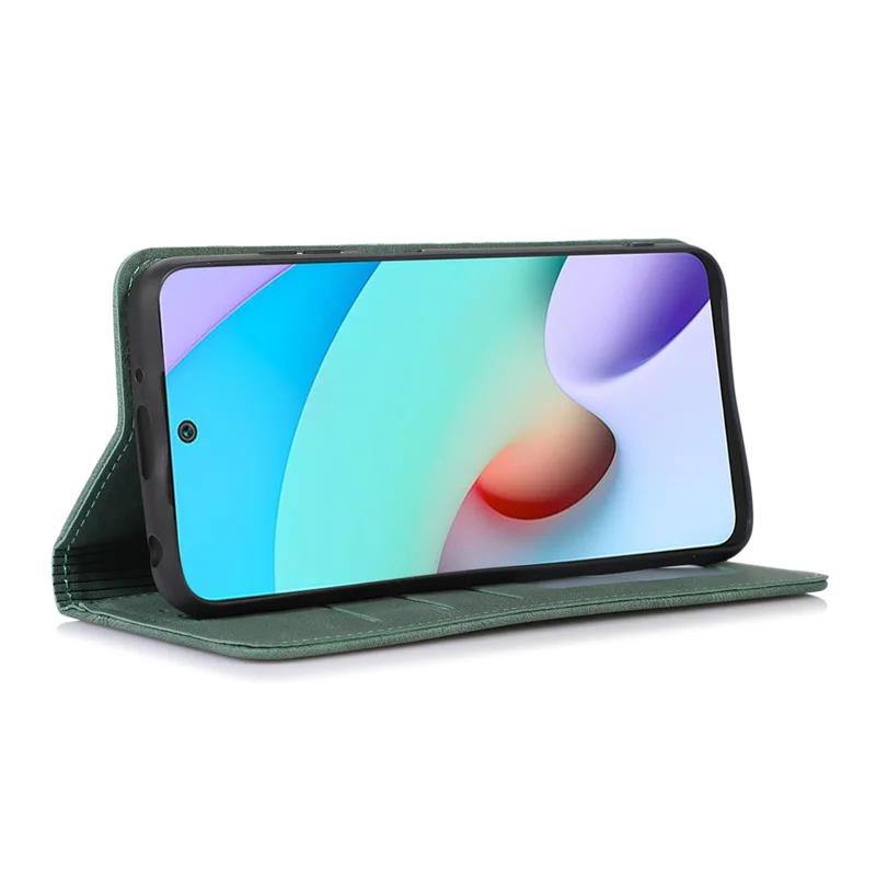 Lines Imprinted PU Leather Skin-touch Wallet Stand Case Phone Cover Shell for Xiaomi Redmi Note 11 Pro 5G (China) (MediaTek)/Note 11 Pro+ 5G - Green