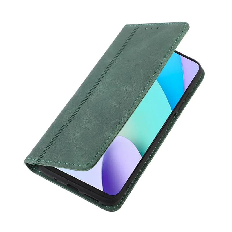 Lines Imprinted PU Leather Skin-touch Wallet Stand Case Phone Cover Shell for Xiaomi Redmi Note 11 Pro 5G (China) (MediaTek)/Note 11 Pro+ 5G - Green