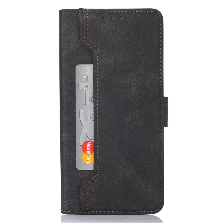 Stitching PU Leather Magnetic Clasp Stand Phone Case Wallet Protective Cover for Xiaomi Redmi Note 11 Pro 5G (China) (MediaTek)/Note 11 Pro+ 5G - Black