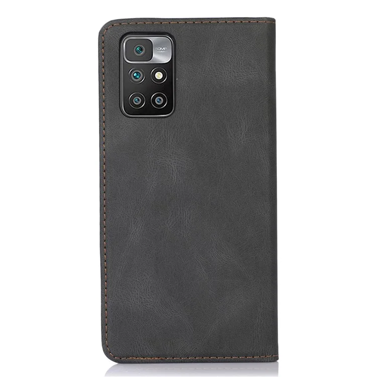 Lignes de Conception de Couverture de Conception du Portefeuille à Tampon de Cutané en Cuir PU Imprimé PU Couverture de Téléphone Pour Xiaomi Redmi Note 11 4G (mediatek) / Redmi 10 4G (2021) / Redmi 10 2022 4G / 10 Prime - le Noir