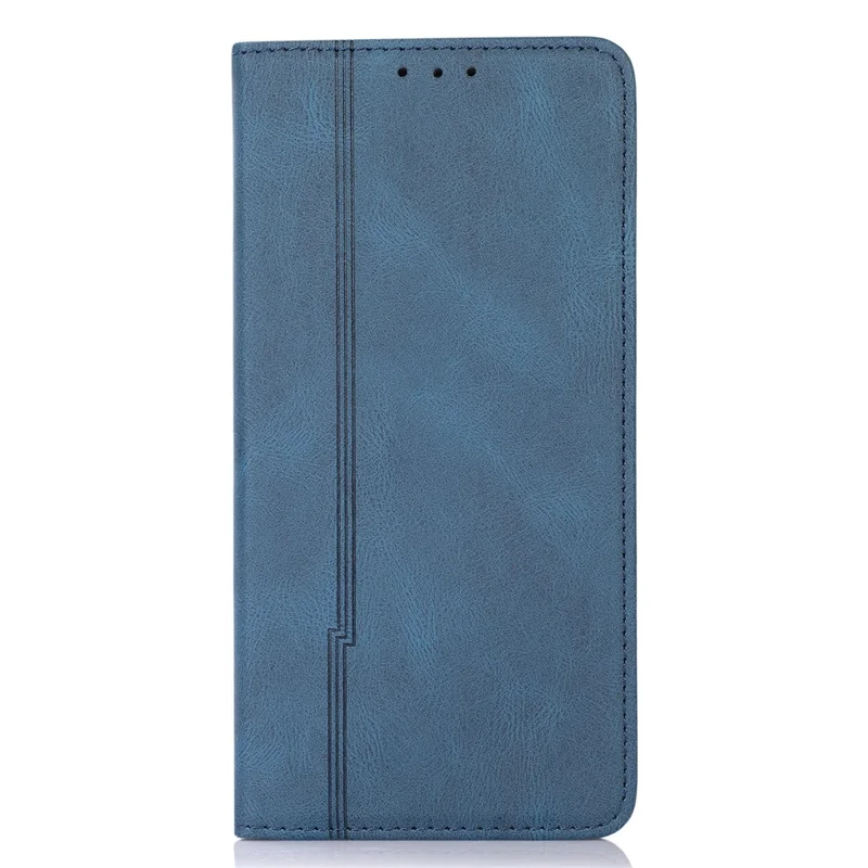 PU Leather Skin-touch Feeling Lines Imprinted Auto-absorbed Phone Case Shell with Wallet Stand for Xiaomi Redmi Note 11 5G (China) (MediaTek)/Redmi Note 11T 5G/Note 11S 5G - Blue