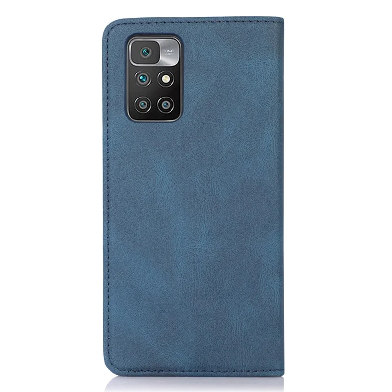 PU Leather Skin-touch Feeling Lines Imprinted Auto-absorbed Phone Case Shell with Wallet Stand for Xiaomi Redmi Note 11 5G (China) (MediaTek)/Redmi Note 11T 5G/Note 11S 5G - Blue