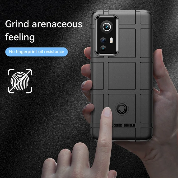 Rugged Square Grid Design Dicked TPU Anti-scratch-stoßdämpfungsabdeckung Für Xiaomi 12 5g/12x 5g/12s 5G - Schwarz