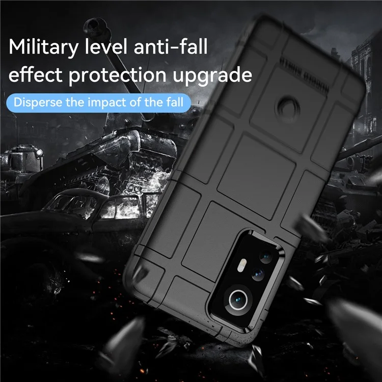Capa Protetora Quadrada Rugosa e Reforçada de TPU Anti-Arranhões e Absorção de Choque para Xiaomi 12 5G/12X 5G/12S 5G - Preta