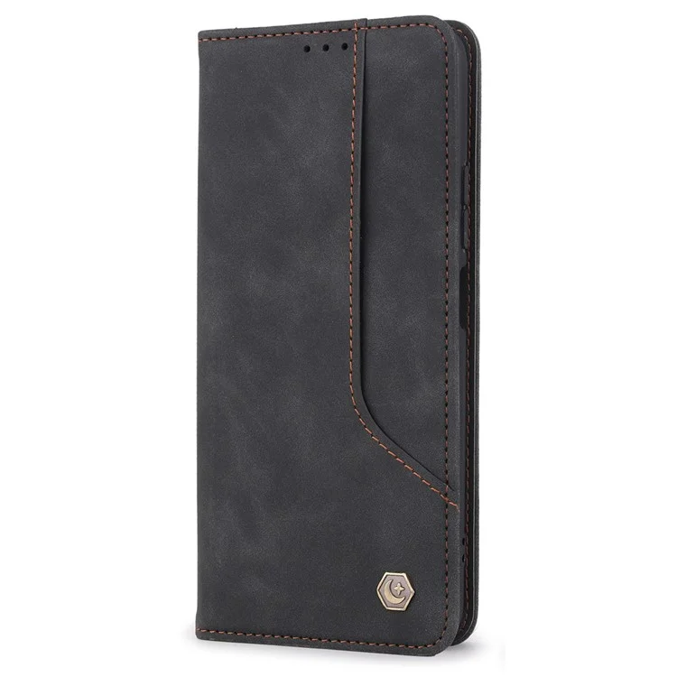 Capa de Couro Retrô POLA 008 Series, Suporte Dobrável, Carteira Magnética com Absorção Automática, Capa de Celular Flip para Xiaomi Mi 11i/Poco F3/Redmi K40/K40 Pro/K40 Pro+ - Preto