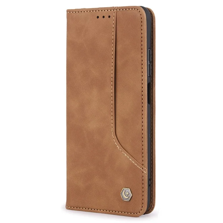 POLA 008 Serie Custodia in pelle PU retrò Custodia interna TPU Chiusura magnetica Stand Portafoglio Custodia per telefono per Xiaomi Redmi Note 10 Pro 4G (Global)/(India)/Note 10 Pro Max - Marrone 