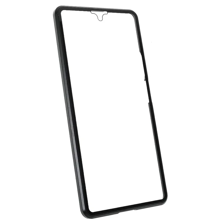 For Xiaomi 11T / 11T Pro Magnetic Closure Phone Case Metal Bumper + Double-sided Tempered Glass Cover - Black