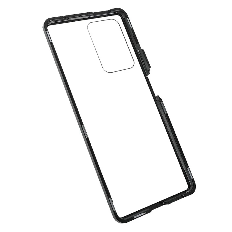 For Xiaomi 11T / 11T Pro Magnetic Closure Phone Case Metal Bumper + Double-sided Tempered Glass Cover - Black