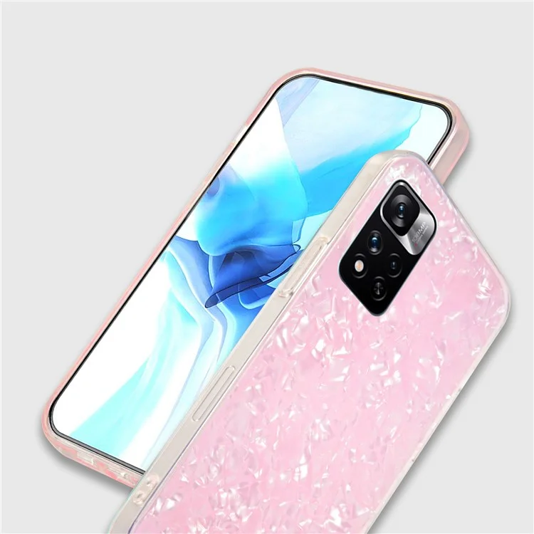 IPAKY Slim Acrílico Slim de Choque + Arestas de TPU Mole IMD Caso de Telefone Claro de Proteção Para Xiaomi Redmi Nota 11 Pro 5G (China) (mediatek)/nota 11 Pro + 5g - Rosa