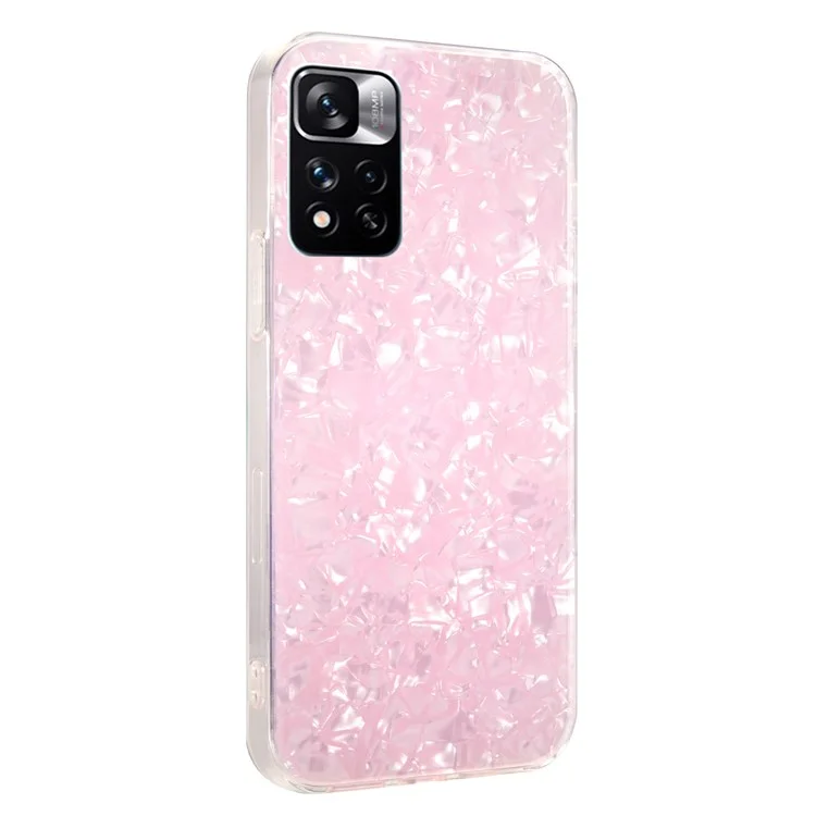 IPAKY Shockproof Slim Hard Acrylic + Soft TPU Edges IMD Protective Clear Phone Case for Xiaomi Redmi Note 11 Pro 5G (China) (MediaTek)/Note 11 Pro+ 5G - Pink