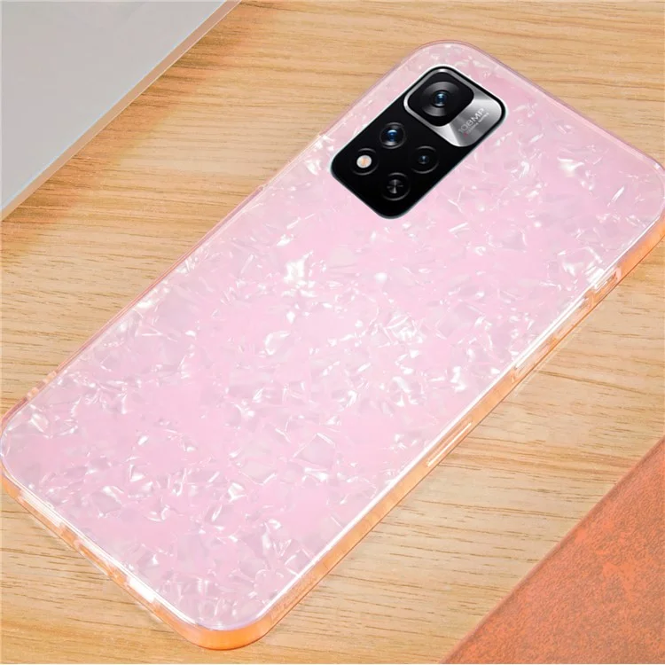 IPAKY Shockproof Slim Hard Acrylic + Soft TPU Edges IMD Protective Clear Phone Case for Xiaomi Redmi Note 11 Pro 5G (China) (MediaTek)/Note 11 Pro+ 5G - Pink