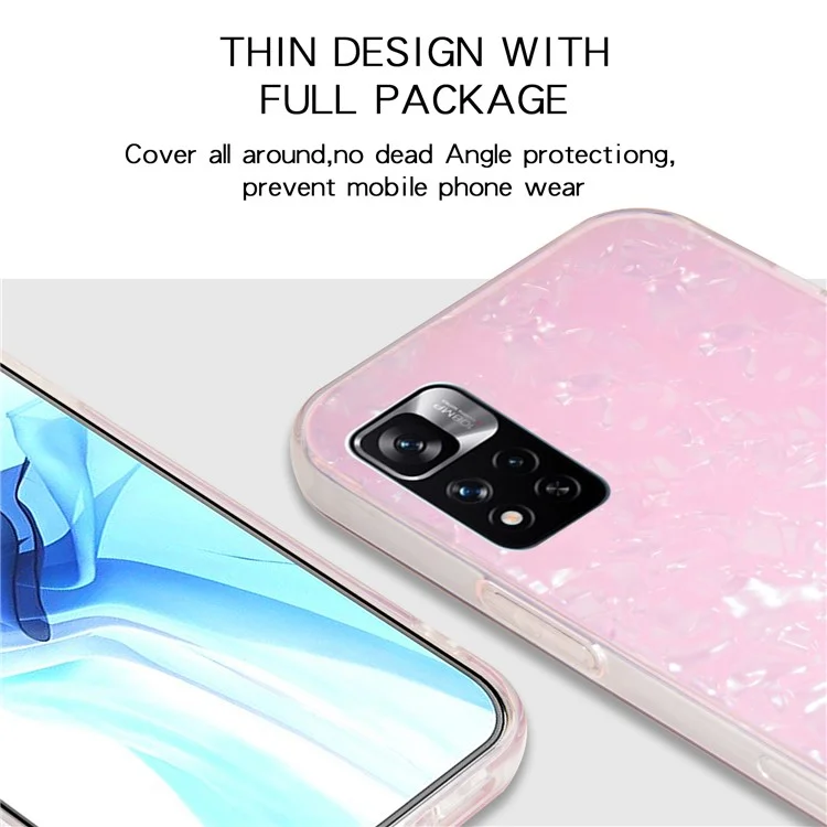 IPAKY Shockproof Slim Hard Acrylic + Soft TPU Edges IMD Protective Clear Phone Case for Xiaomi Redmi Note 11 Pro 5G (China) (MediaTek)/Note 11 Pro+ 5G - Pink