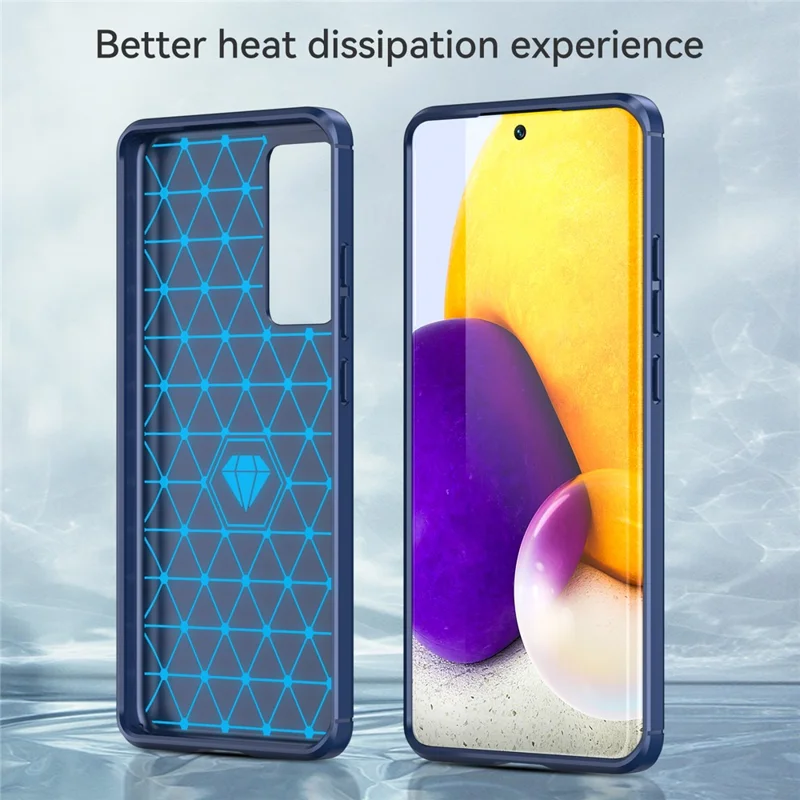 No Fingerprint 1.8mm Soft TPU Case Brushed Surface Carbon Fiber Texture Anti-scratch Phone Protector for Xiaomi 12 5G/12X 5G/12S 5G - Blue