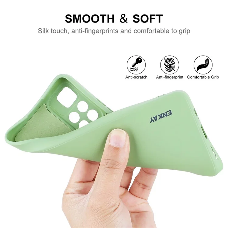 Enkay Hat Prince Scratch-resistant Soft Liquid Liquid Silicone Case de Téléphone Découpé Précis Pour Xiaomi Redmi Note 11 5G (chine) (mediatek) / Note 11S 5G / Note 11T 5G - Vert Clair