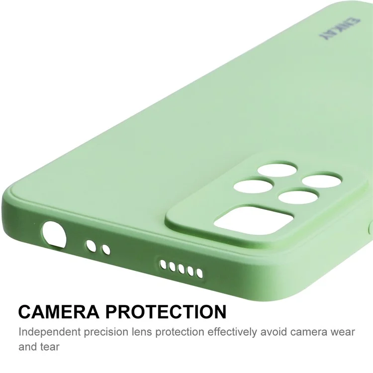 ENKAY HAT PRINCE Solid Color Straight Edge Liquid Silicone Precise Cutout Shockproof Phone Case Cover for Xiaomi Redmi Note 11 Pro 5G (China) (MediaTek)/Note 11 Pro+ 5G - Light Green