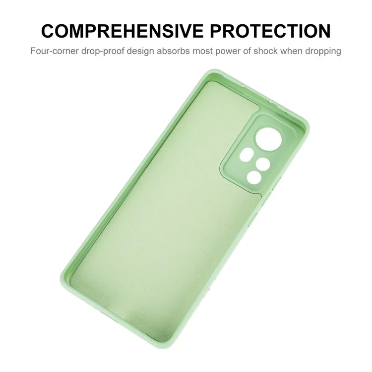 Enkay Hat Prince Para Xiaomi 12 Pro 5g / 12S Pro 5G /12 Pro (dimensidade) 5g Cor Sólida Cor Reta de Borda Reta Caps de Telefone Celular Resistente ao Celular Silicone Precise Caixa Ultra Slim Caixa - Luz Verde