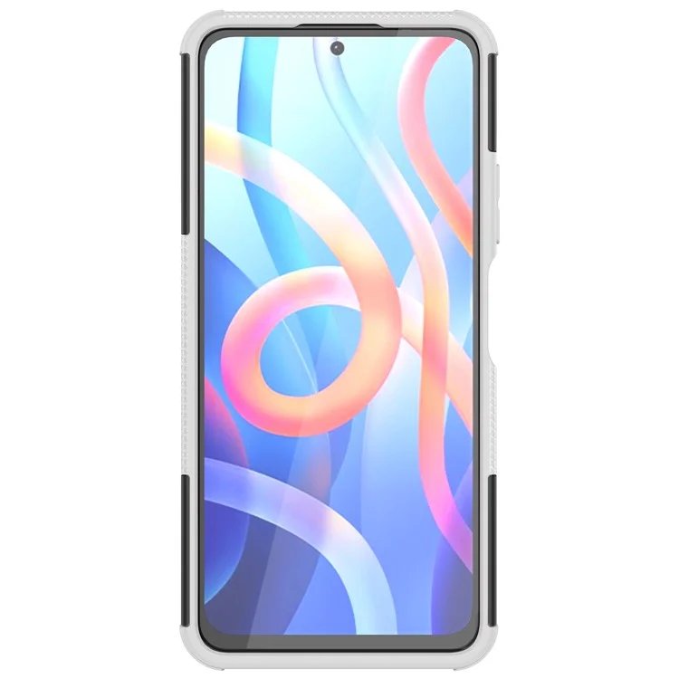 Für Xiaomi Redmi Anmerkung 11 5G (China) (mediatek)/anmerkung 11s 5G/Note 11T 5G Reifen Textur Schocksicherer Hartpc + Soft TPU -schutzabdeckung Mit Kickstand - Weiß