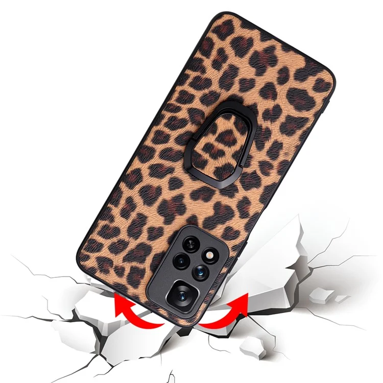 For Xiaomi Redmi Note 11 Pro 5G (China) (MediaTek)/Note 11 Pro+ 5G Rotary Kickstand PU Leather Coated TPU + PC Hybrid Phone Cover Shell One-Hand Holding Design - Snake Texture
