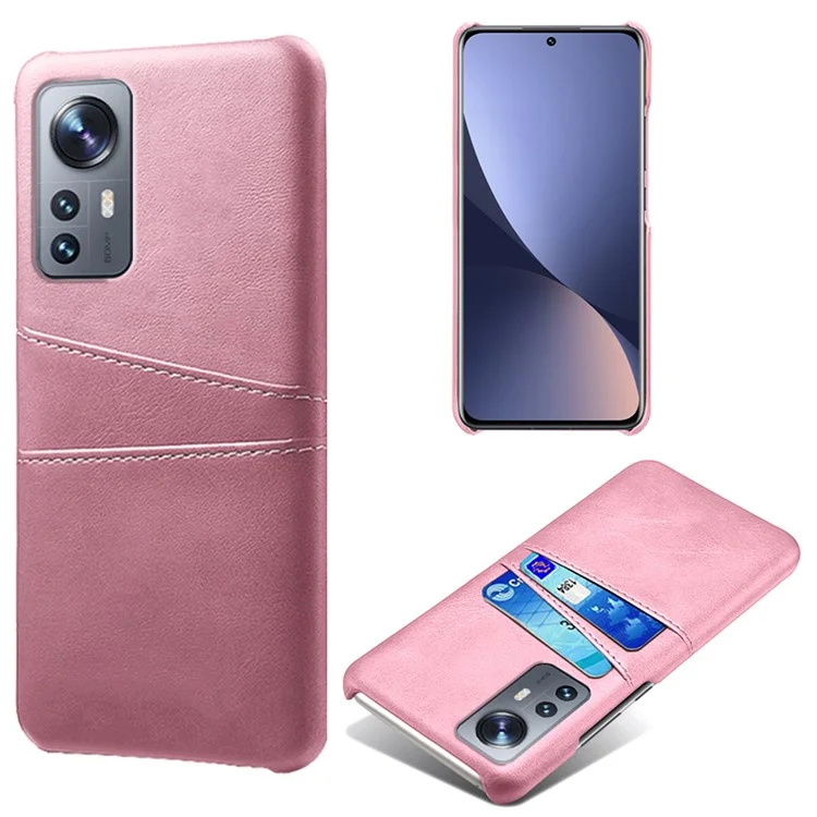 For Xiaomi 12 Pro 5G / 12S Pro 5G /12 Pro (Dimensity) 5G PU Leather + Hard PC Thin Durable Protective Phone Case with Two Card Slot Holders - Rose Gold