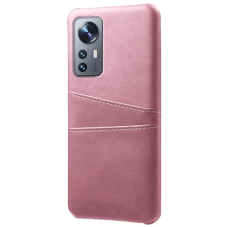For Xiaomi 12 Pro 5G / 12S Pro 5G /12 Pro (Dimensity) 5G PU Leather + Hard PC Thin Durable Protective Phone Case with Two Card Slot Holders - Rose Gold
