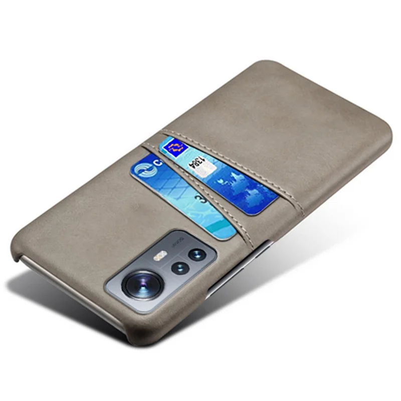 For Xiaomi 12 Pro 5G / 12S Pro 5G /12 Pro (Dimensity) 5G PU Leather + Hard PC Thin Durable Protective Phone Case with Two Card Slot Holders - Grey