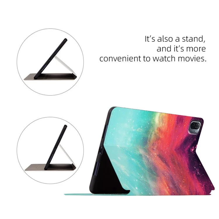 Для Xiaomi Pad 5/5 Pro Starry Sky Pattern Printing Tablet Cover PU Leather Stand Protective Case - Color Starry Sky