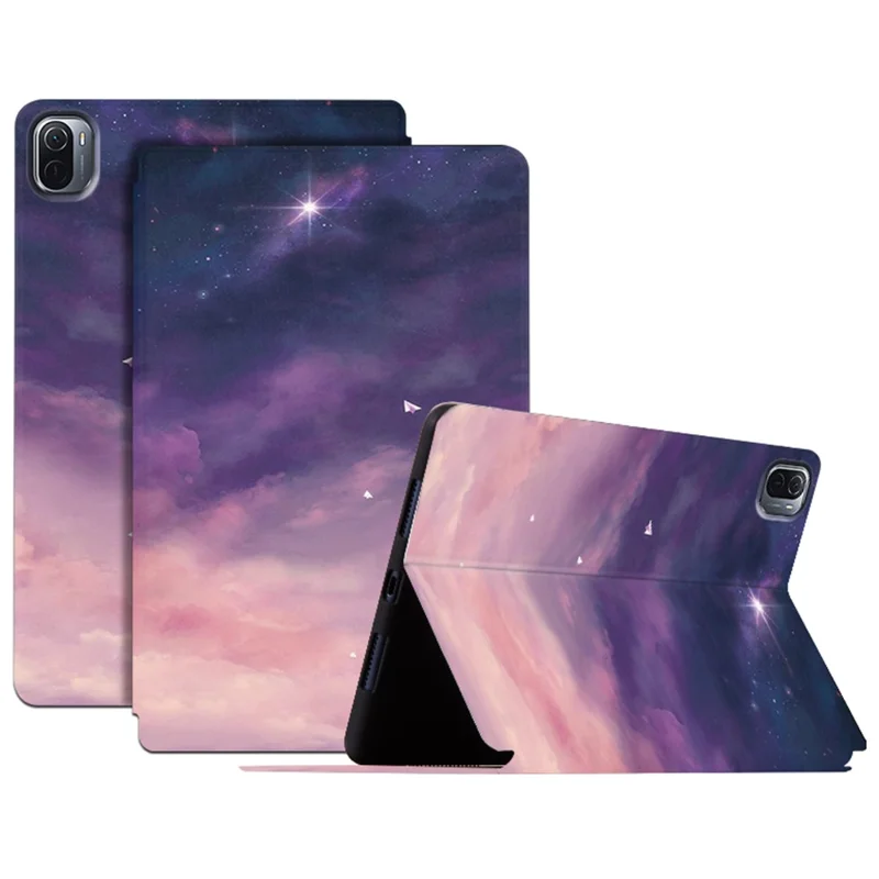 Para Xiaomi Pad 5/5 Pro Starry Sky Pattern Printing Tablet Cover PU Leather Stand Protective Case - Dream Starry Sky