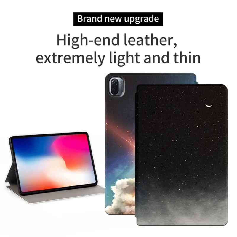 Для Xiaomi Pad 5/5 Pro Starry Sky Pattern Printing Tablet Cover PU Leather Stand Protective Case - Bright Starry Sky