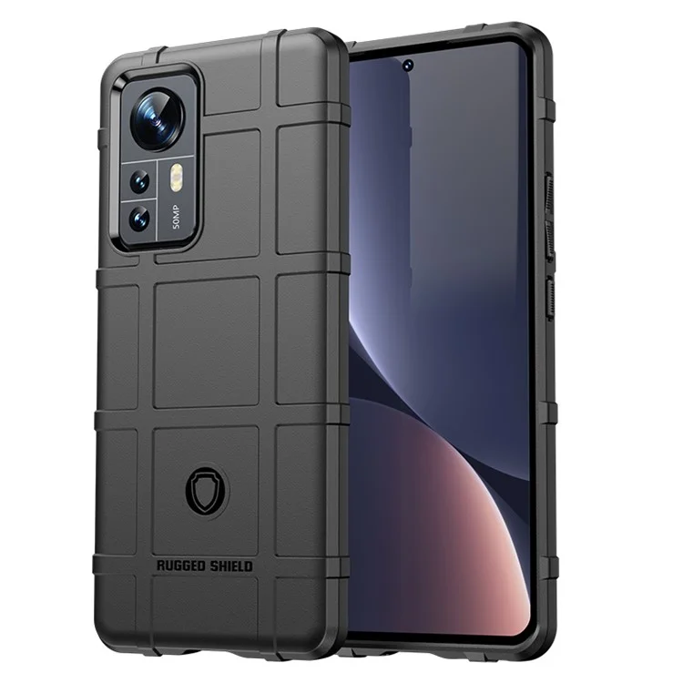 Para Xiaomi 12 Pro 5G / 12S Pro 5G /12 Pro (Dimensity) 5G Capa Protetora de Telefone Quadrada Rígida Design de Grade Macia TPU Espessada Moda Anti-Deslizante - Preto