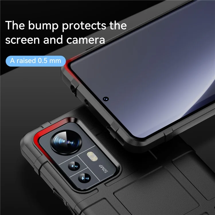 For Xiaomi 12 Pro 5G / 12S Pro 5G /12 Pro (Dimensity) 5G Rugged Square Grid Design Soft TPU Thickened Fashion Non-Slip Protective Phone Cover - Black