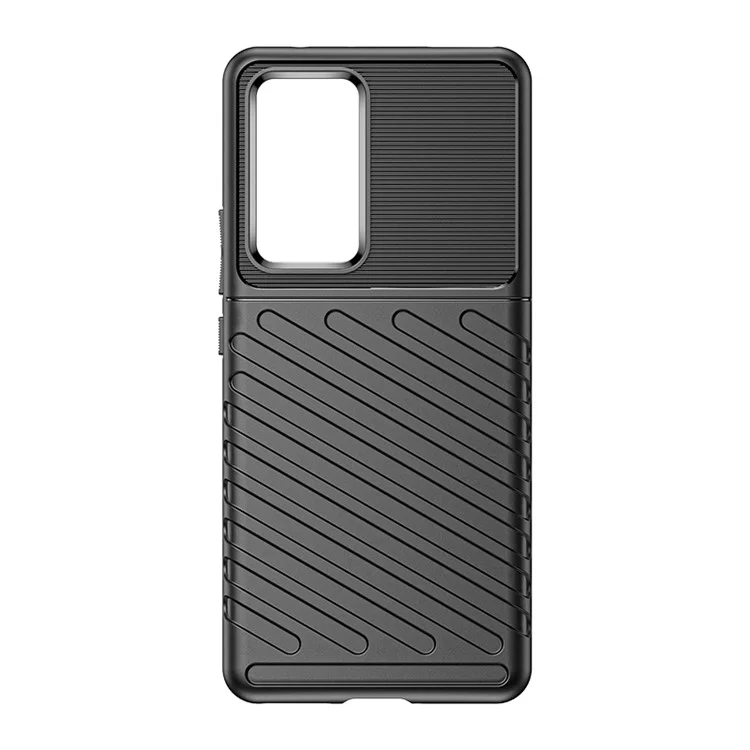 For Xiaomi 12 Pro 5G / 12S Pro 5G /12 Pro (Dimensity) 5G Thunder Series Twill Texture Thickened TPU Phone Case Shock-Absorption Anti-Slip Soft Cover - Black