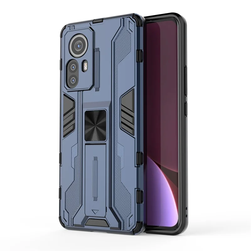 For Xiaomi 12 Pro 5G / 12S Pro 5G /12 Pro (Dimensity) 5G Drop-proof Anti-scratch Soft TPU Hard PC Phone Case Protective Cover with Kickstand - Blue