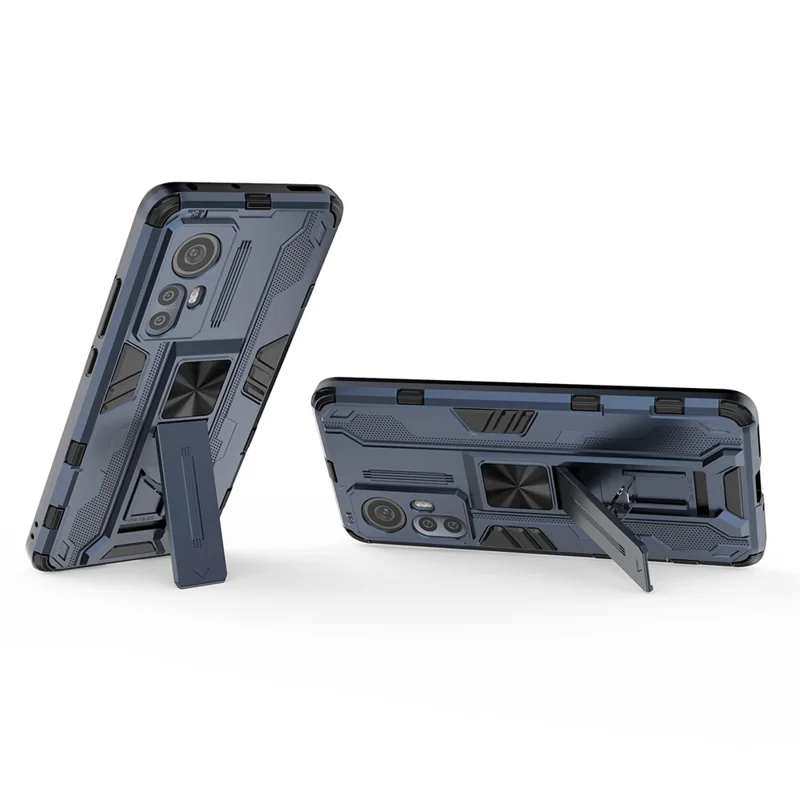 For Xiaomi 12 5G/12X 5G/12S 5G Shockproof Soft TPU Hard PC Mobile Phone Case Shell with Kickstand - Blue