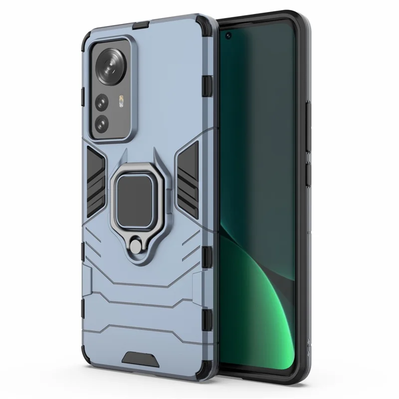 Hybrid Phone Case for Xiaomi 12 Pro 5G / 12S Pro 5G /12 Pro (Dimensity) 5G, Ring Kickstand Hard PC + Soft TPU Shock-Absorbing Phone Cover - Blue