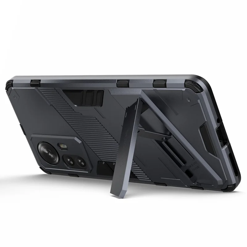 For Xiaomi 12 Pro 5G / 12S Pro 5G  / 12 Pro (Dimensity) 5G Dual Layer Hard PC + Soft TPU Shockproof Protective Phone Case with Kickstand - Dark Blue