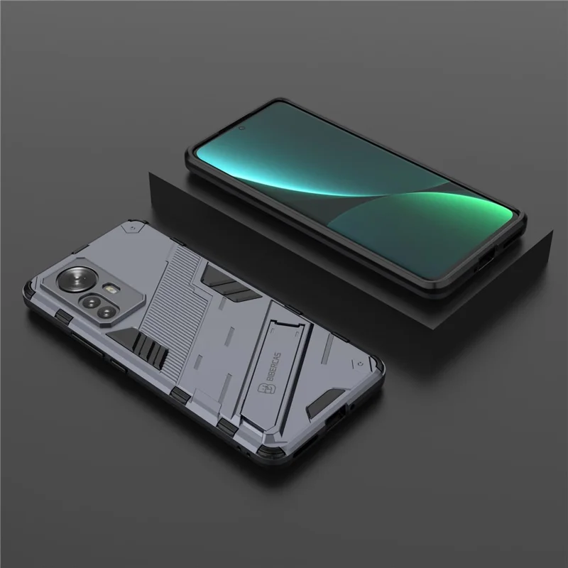 For Xiaomi 12 Pro 5G / 12S Pro 5G  / 12 Pro (Dimensity) 5G Dual Layer Hard PC + Soft TPU Shockproof Protective Phone Case with Kickstand - Dark Blue