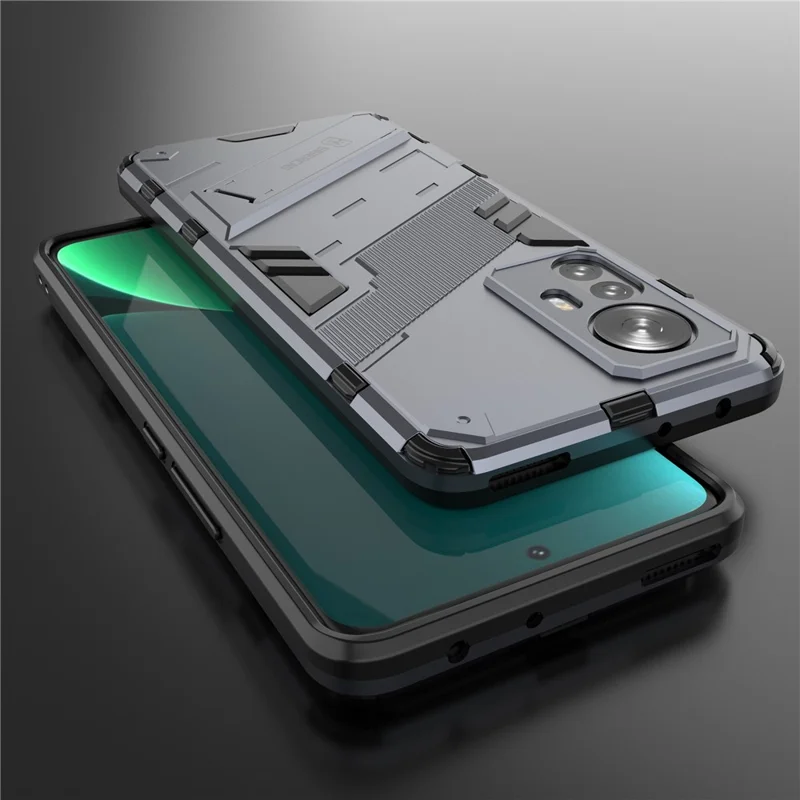 For Xiaomi 12 Pro 5G / 12S Pro 5G  / 12 Pro (Dimensity) 5G Dual Layer Hard PC + Soft TPU Shockproof Protective Phone Case with Kickstand - Dark Blue